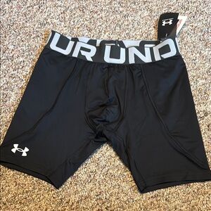 Under Armour Black Utility Slider Boys Youth XL sliding shorts Pocket for Cup